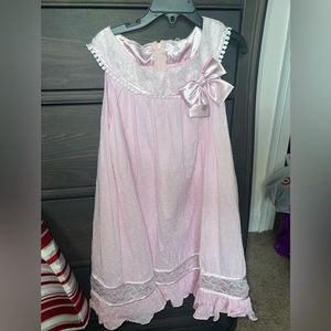 Bonnie Jean pink sleeveless dress with lace and bow size girls 12 EUC